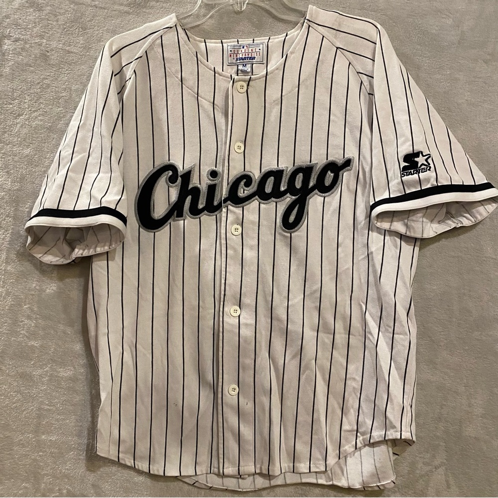Frank Thomas Shirt Men’s Medium White Bkue Starter Jersey Chicago White Sox #35